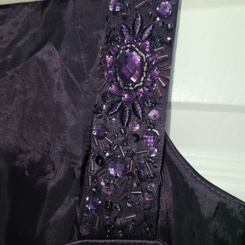Antonio Melani Stunning Beaded Semi Formal Dress SIZE 2 deep purple TUXEDO WAIST - Picture 10 of 16